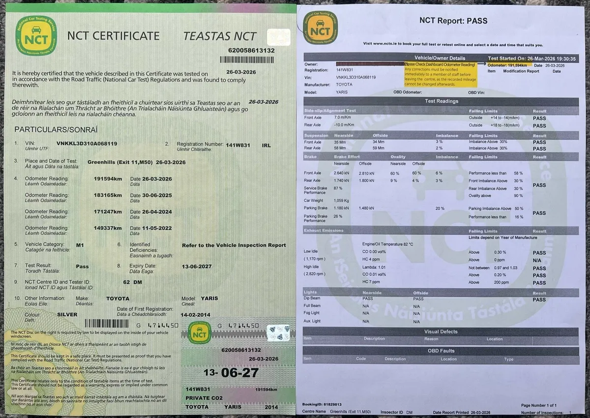Toyota Yaris 1.0 Irish  New Nct: 13/06/2027 - Image 1