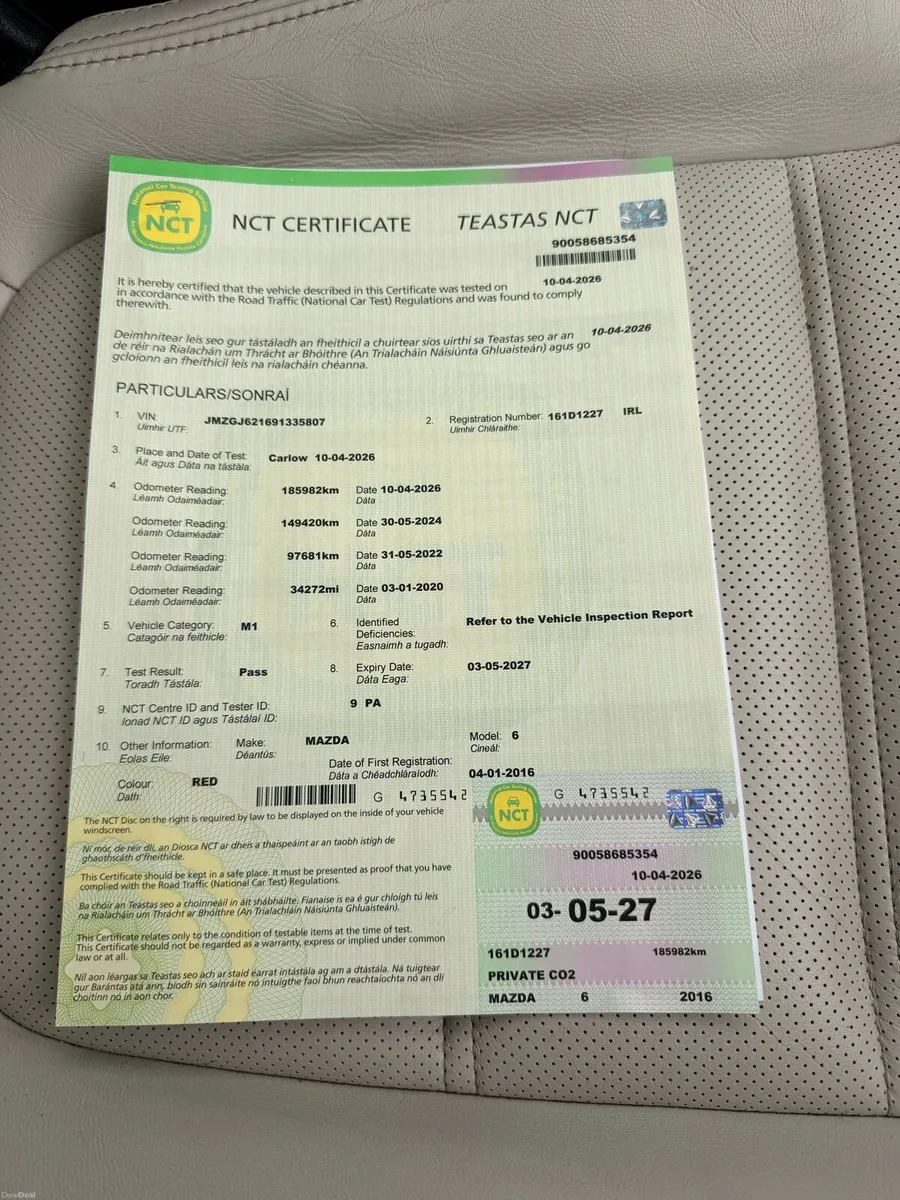 2016 Mazda 6 Platinum New NCT Low Kilometres - Image 2