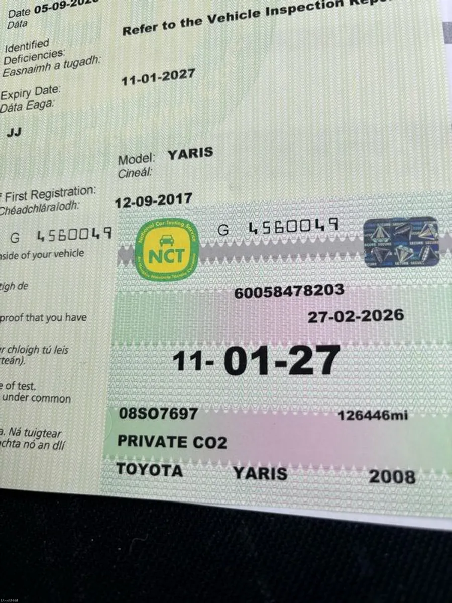 2008 Nct Yaris D4d Ac 60 Mpg New Nct - Image 3