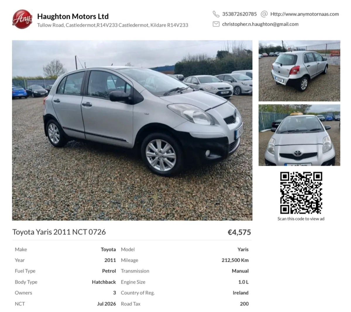 Toyota Yaris 2011 NCT 0726 - Image 1