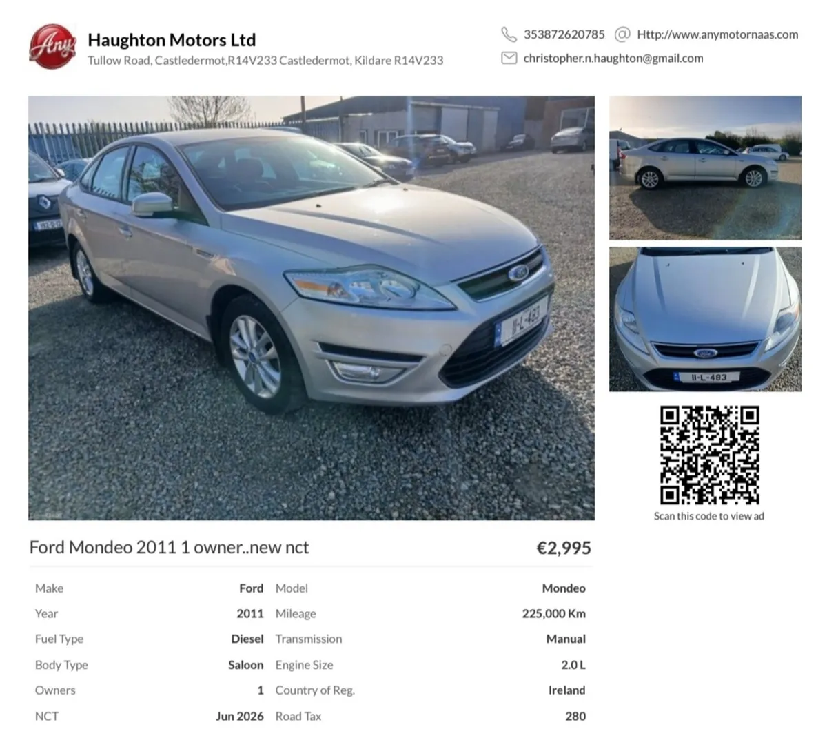 Ford Mondeo 2011 1 owner..new nct - Image 1