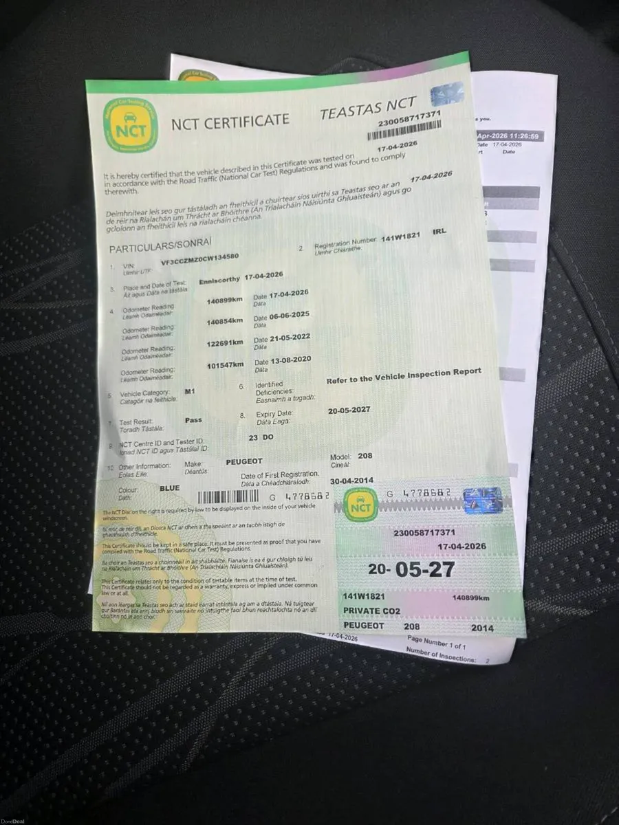 Peugeot 208 1 ltr nct 05/27 - Image 2