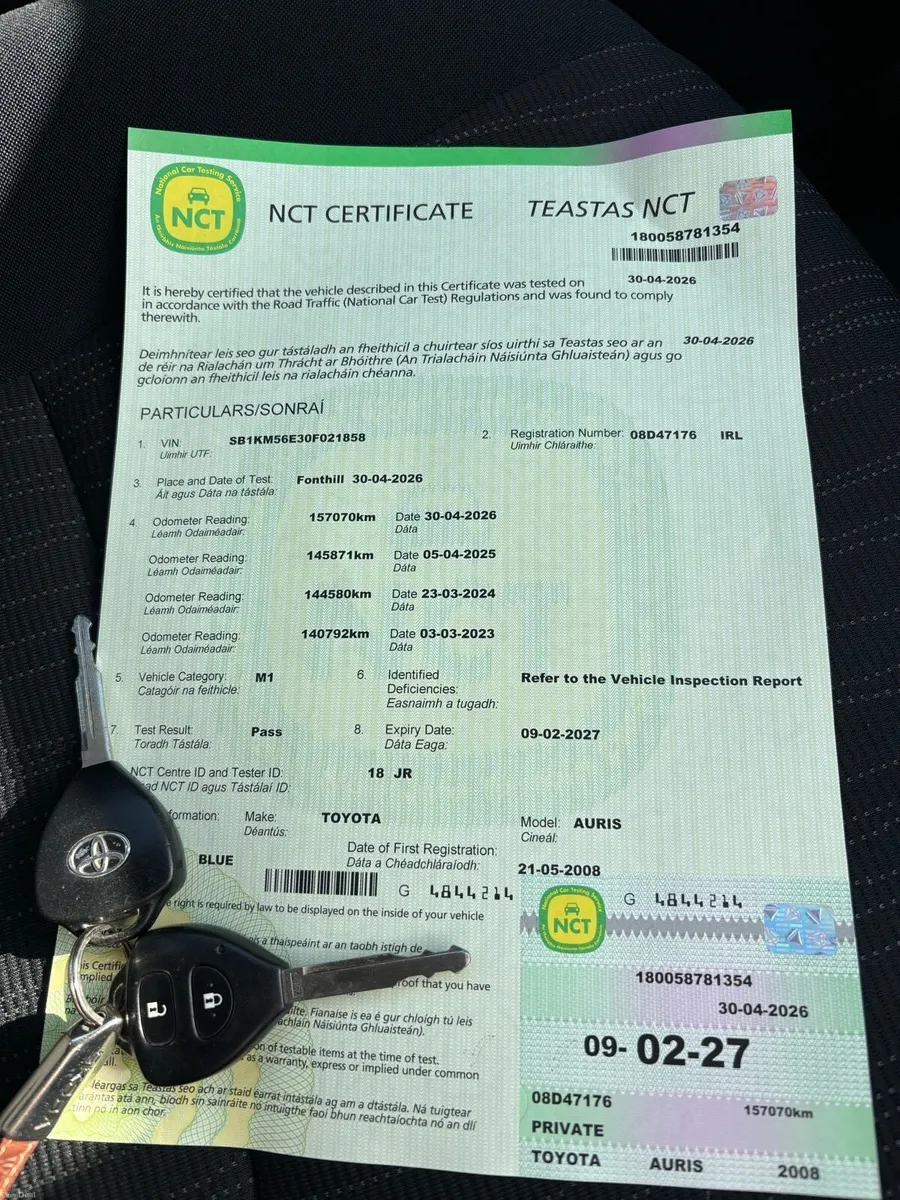 08 TOYOTA AURIS 1.4 LUNA *NCT 2027* LOW KMS - Image 2