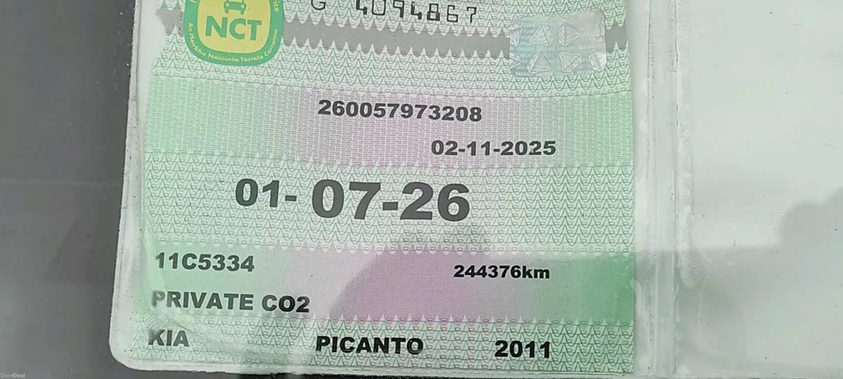 Kia picanto NCT 7-26+Tax 6-26 Year 2011 - Image 5