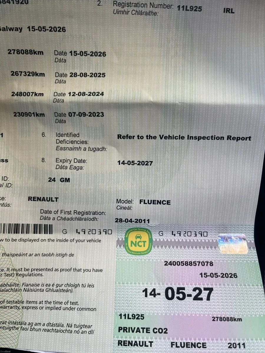 Renualt Fluence Nct 05/27 & Taxed 11/26 - Image 2