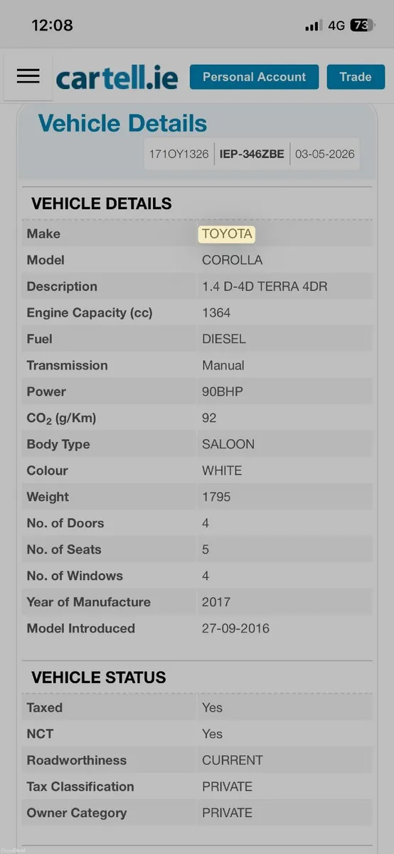 Toyota Corolla 2017 - Image 2