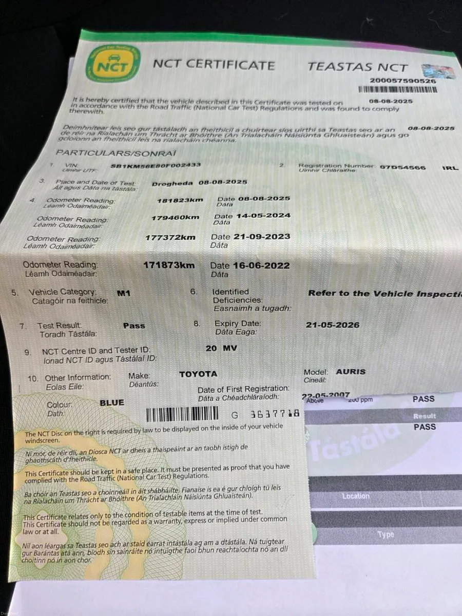 07 Toyota Auris 1.4 Petrol – €850 ONO (New Clutch) - Image 3