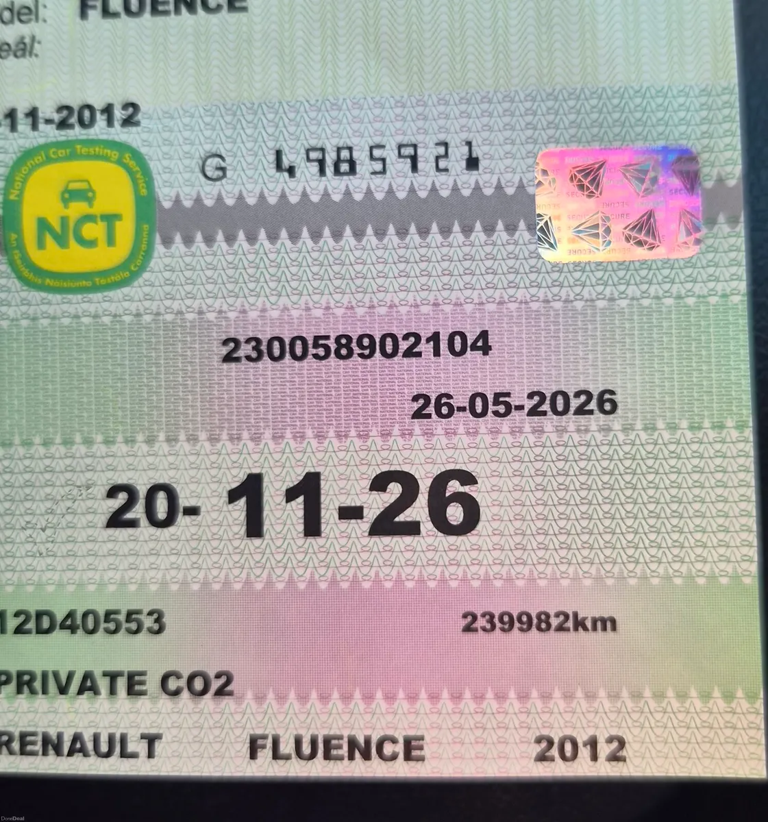 2012 RENAULT NEW NCT 09/26 - Image 2