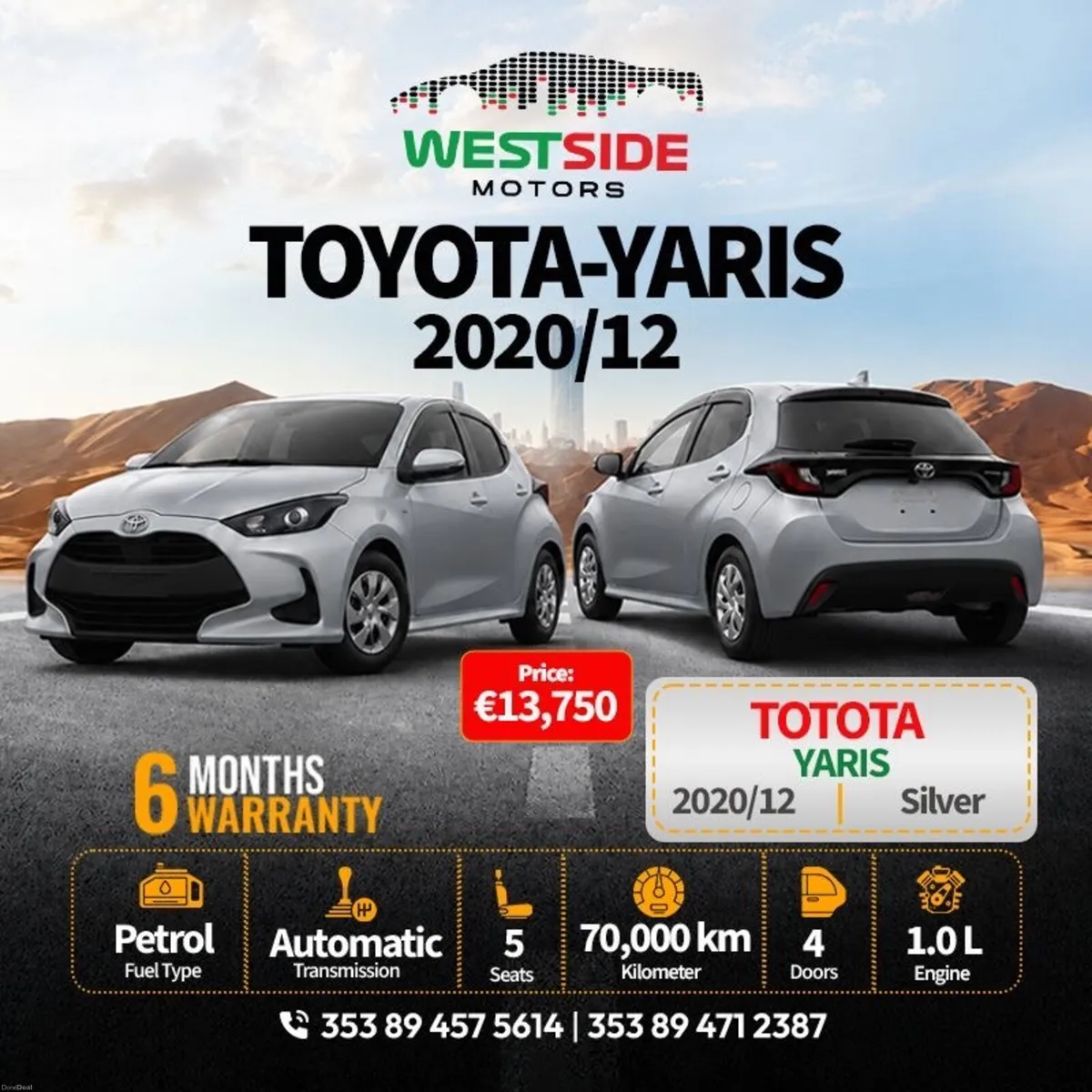 Toyota Yaris 2020/12  REG 202 - Image 1