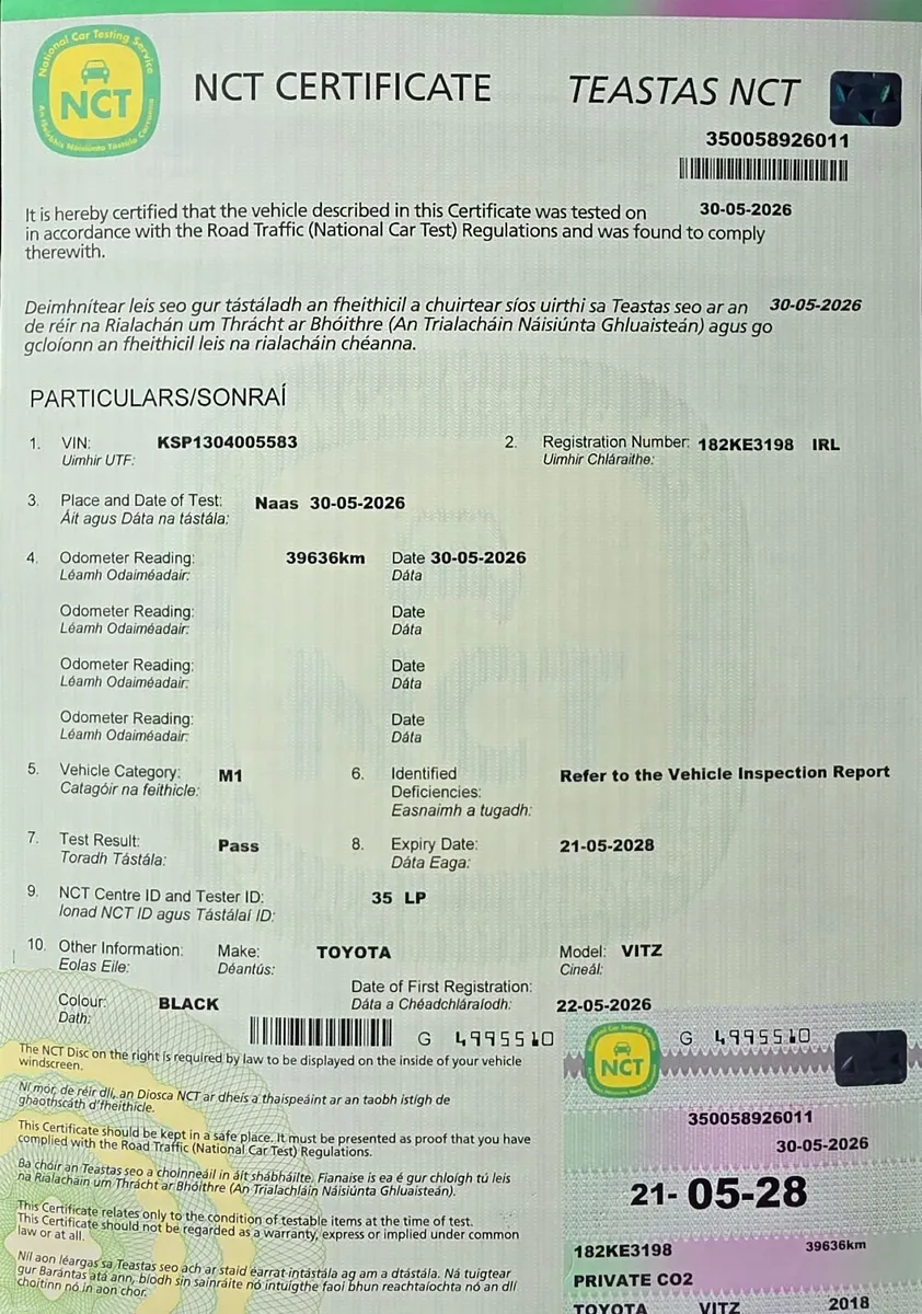 2018 Toyota-Vitz, AUTO 1.0L, 2Yrs NCT, LOW MILAGE - Image 2