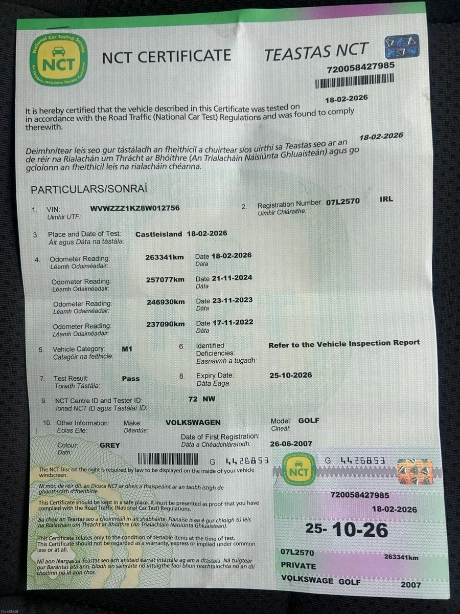 2007 Volkswagen Golf 1.4 petrol… New NCT & Service - Image 1