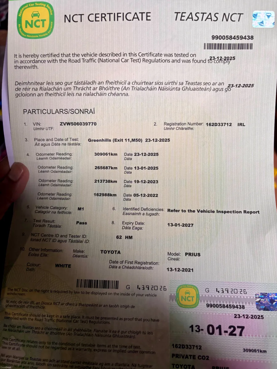 2016 Toyota Prius 1.8 Hybrid – NCT 2027 - Image 3