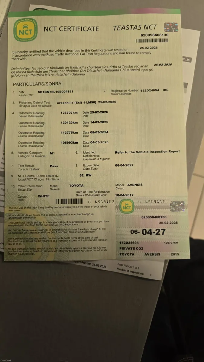 2015 Toyota Avensis*79k Miles*NCT APRIL 27* - Image 4