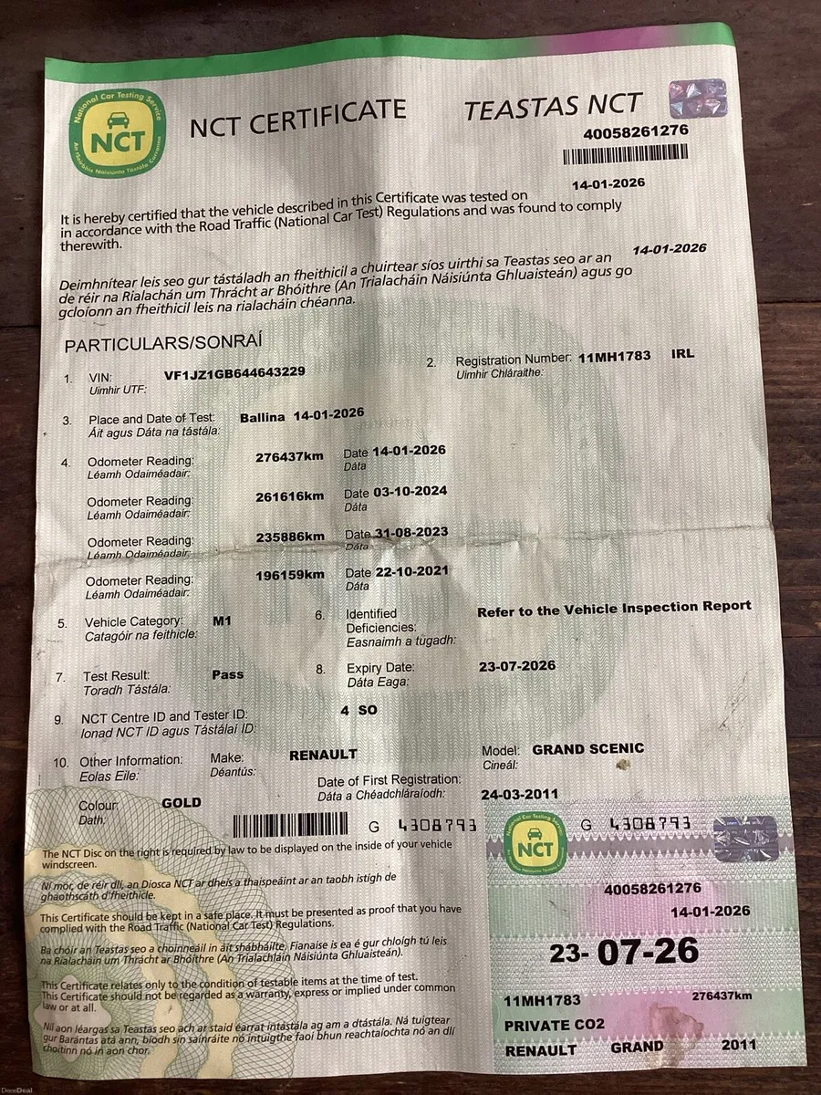 2011 RENAULT GRAND SCENIC…7 SEATER…NEW NCT - Image 2