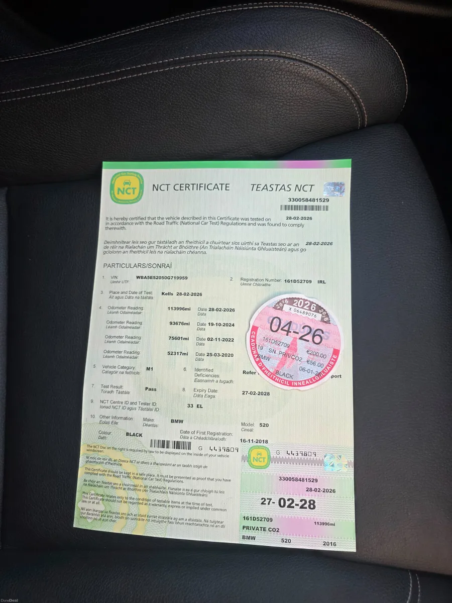 2016 BMW 520D M Sport Auto New Nct 2028 - Image 3
