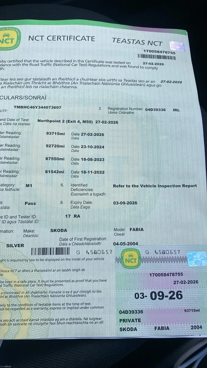 AUTOMATIC Skoda  fabia. Tax and test. - Image 3