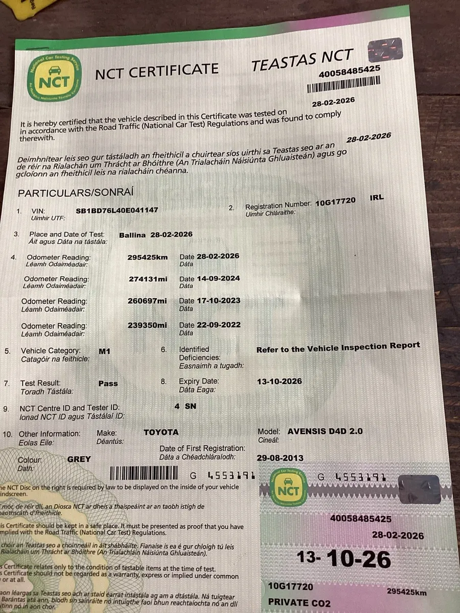 2010 TOYOTA AVENSIS T4……NEW NCT - Image 2