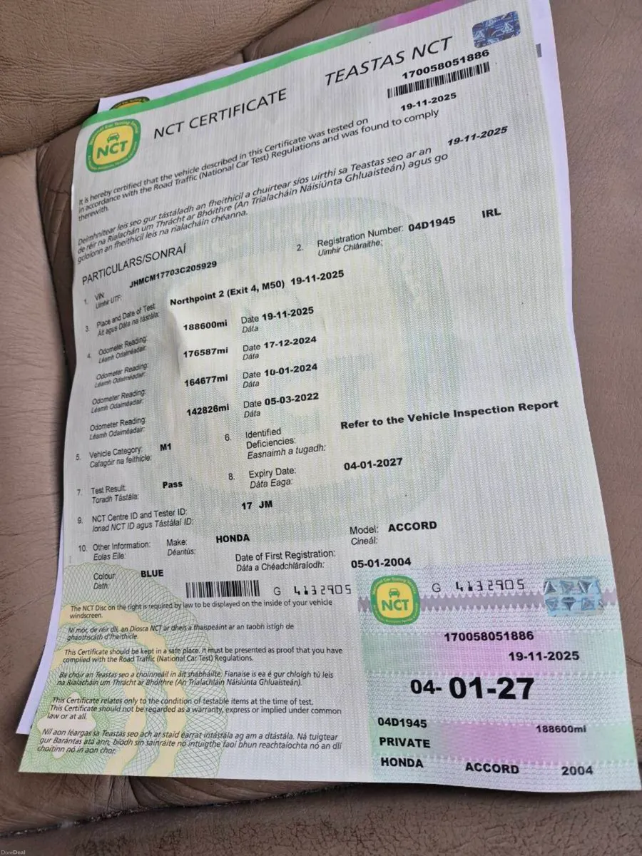 Accord Touring 04 NCT 01/27  Hi Spec Clean Car !! - Image 4