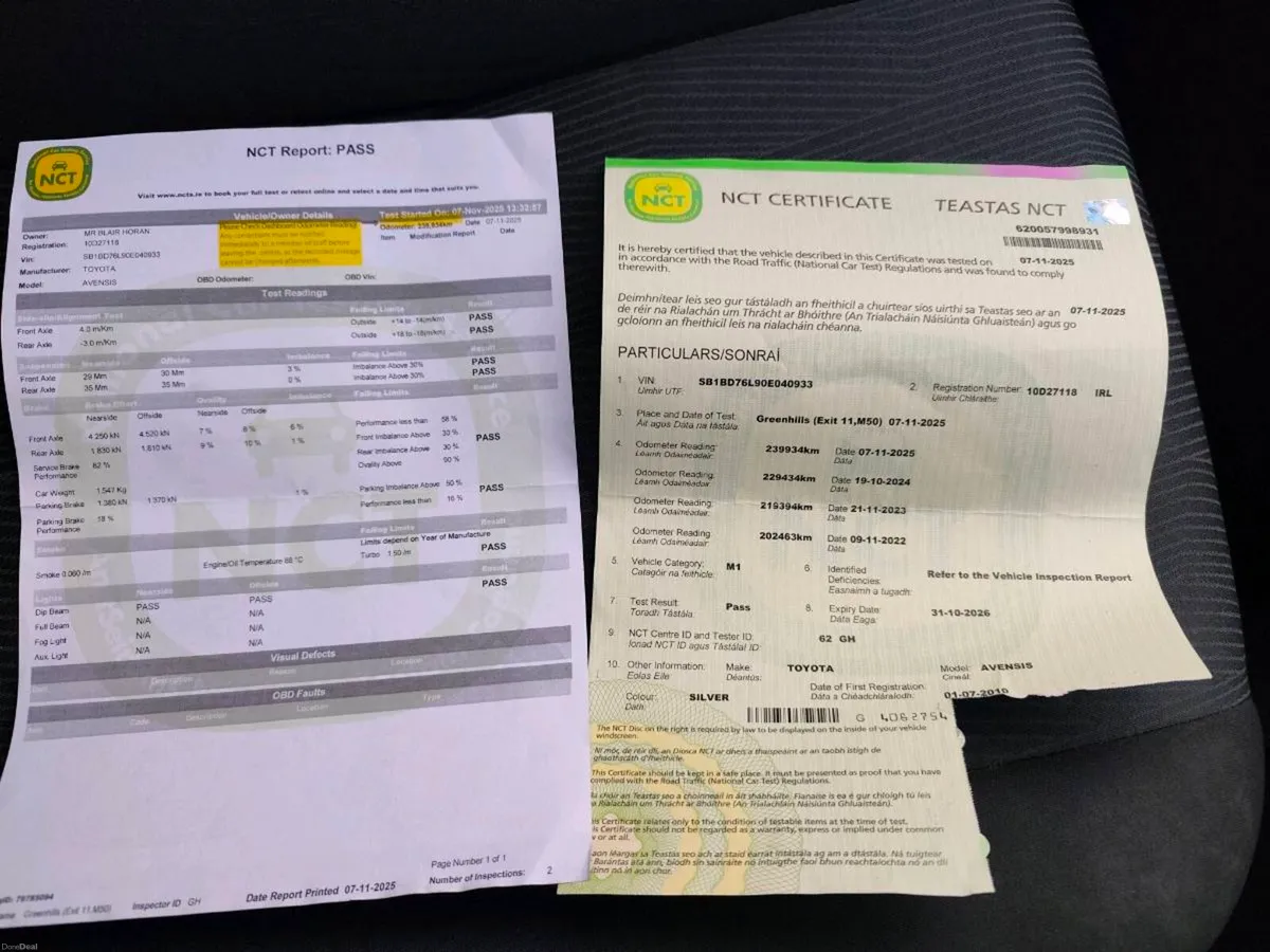 NCT 10/26 Tax 06/26 10 Avensis 2.0 D4D  Aura - Image 3