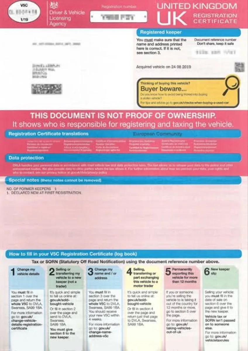 EXPRESS V5 Logbook V5c REPLACEMENT - Image 2