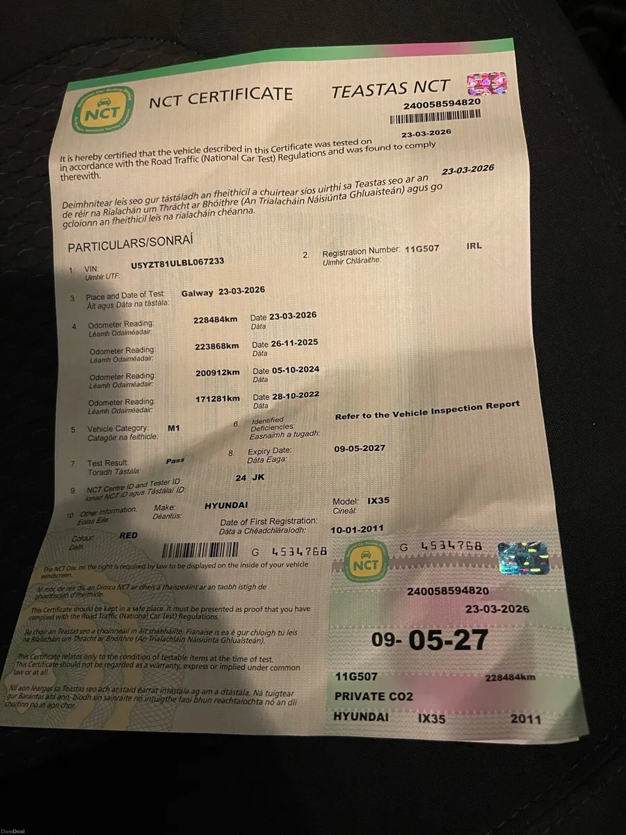 Ix35 Ncted 05/27 & Taxed 228kms - Image 2