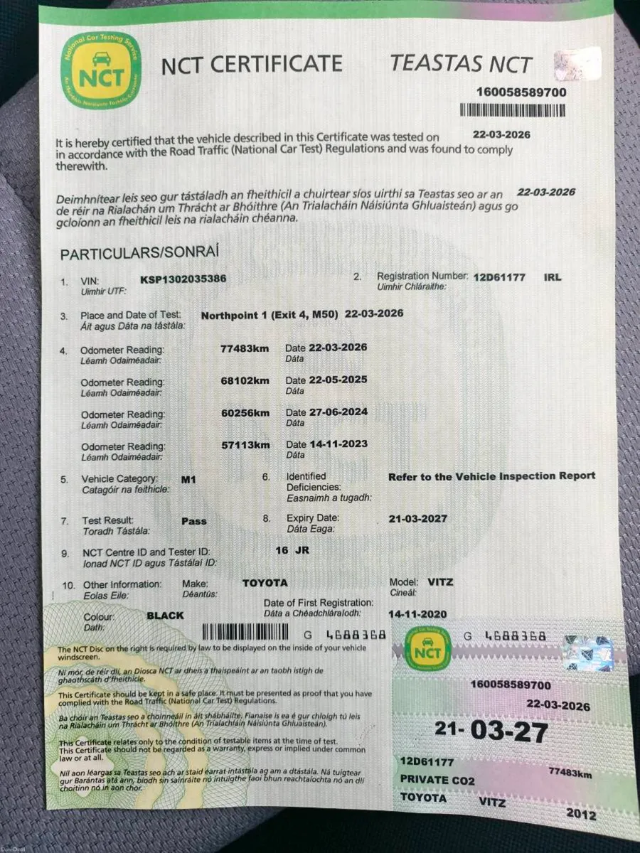 Automatic Toyota Vitz 2012 NEW NCT 77K KM ONLY - Image 2