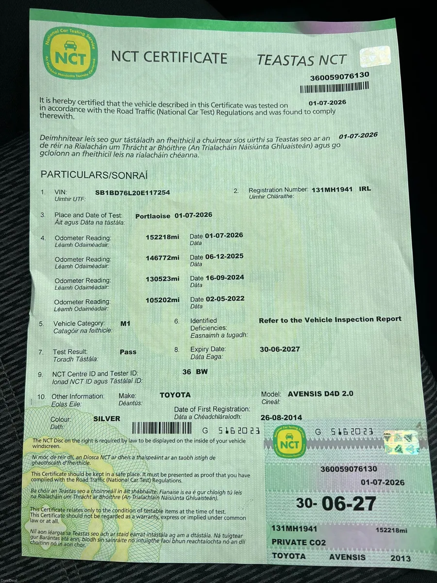 Toyota Avensis 2013 2.0 D4D new nct 7/27 tax 7/26 - Image 5