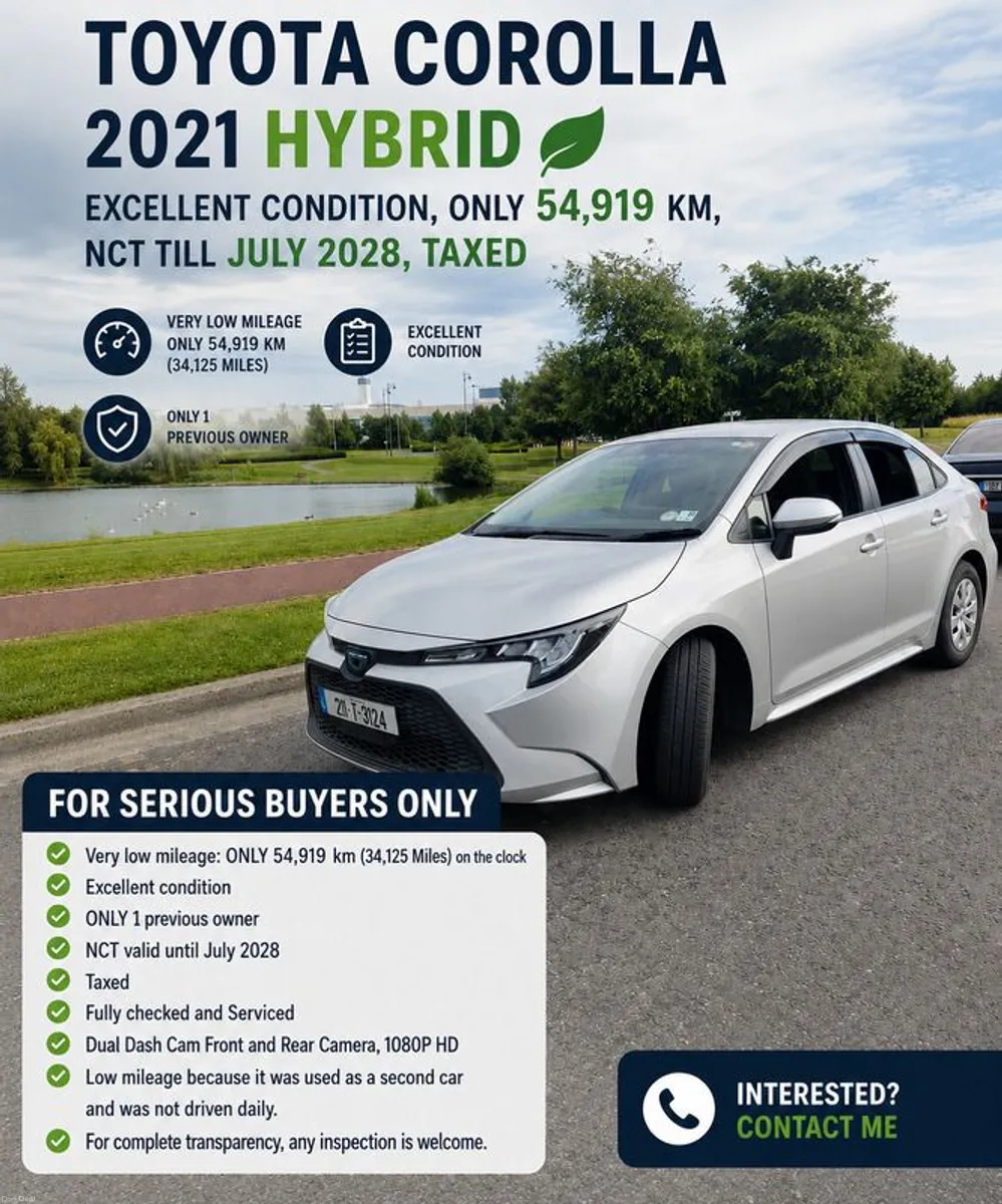 2021 Toyota Corolla Hybrid | Excellent Condition | ONLY 54,919 KM | 1 Owner | NCT 2028 | Taxed - Image 2