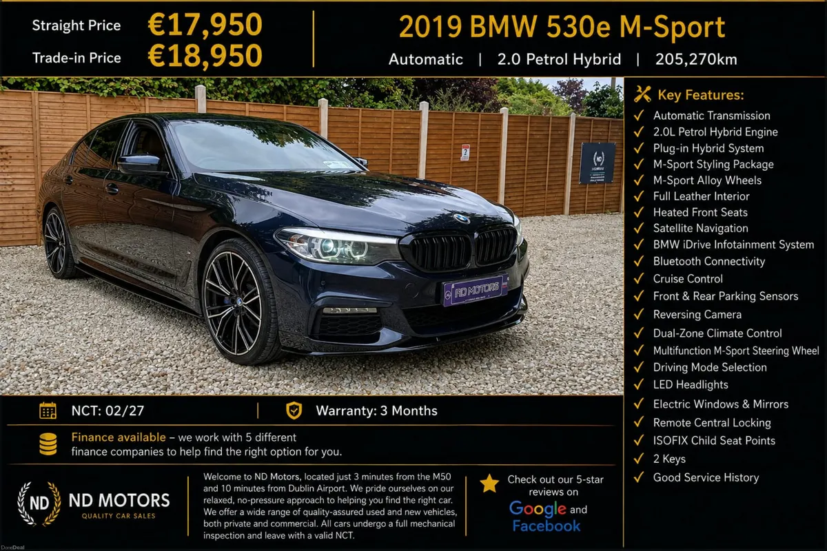 🆕️2019 BMW 5-Series 530e M Sport Auto🆕️ - Image 1
