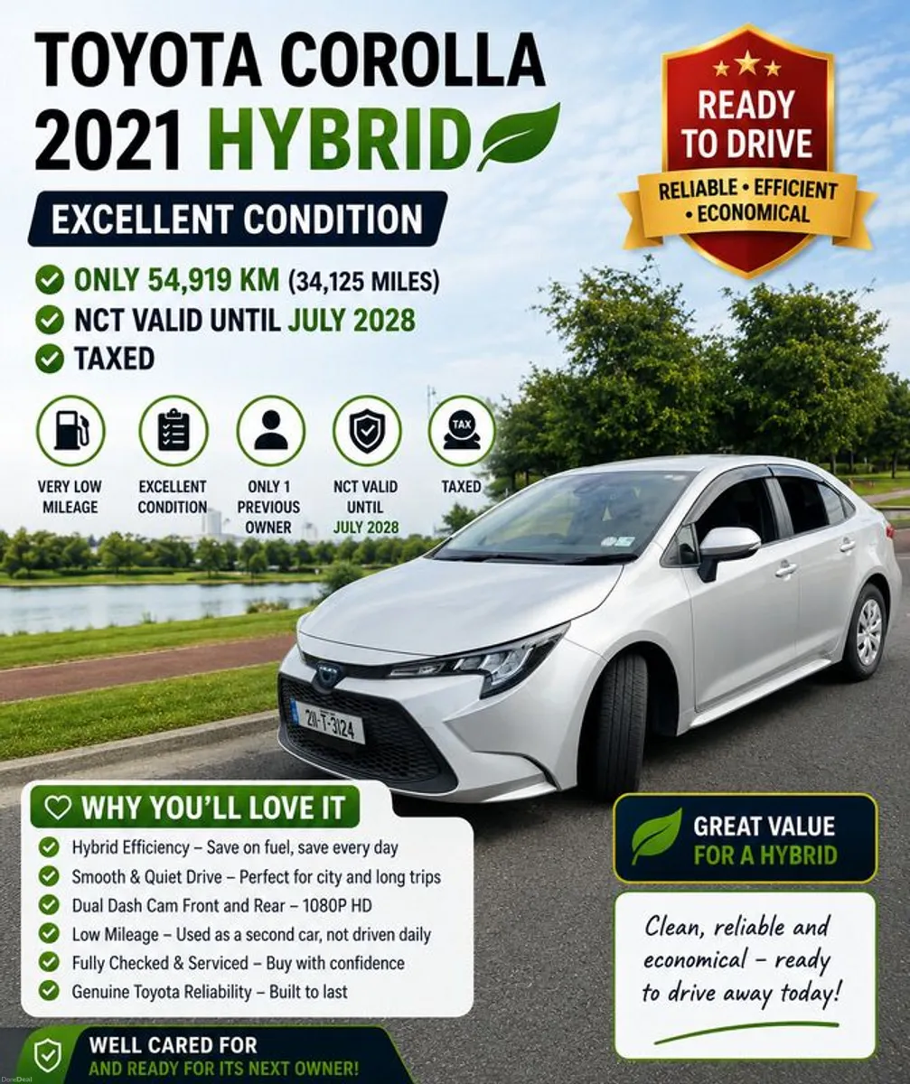 2021 Toyota Corolla Hybrid |Perfect Condition! ONLY 54,919 KM| NCT till| 2028 | Taxed | Full Service History - Image 3