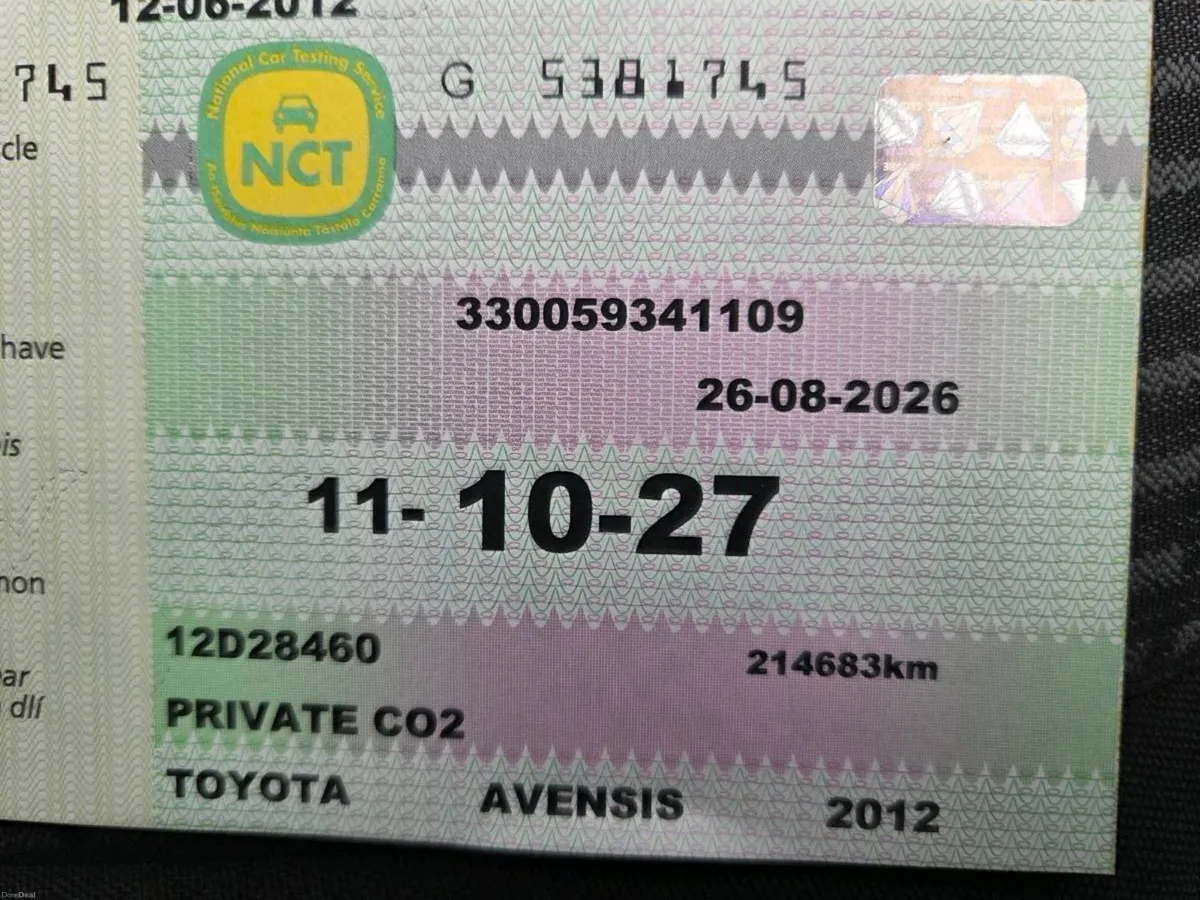 12 Avensis 14 Months NCT, 214k Km - Image 1