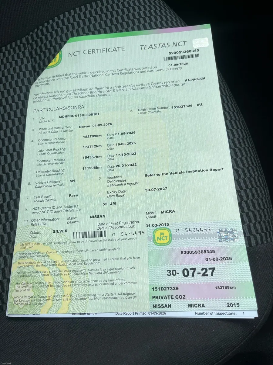 Car New NCT cert  issued 1/09/26  expires 30/07/27 - Image 6