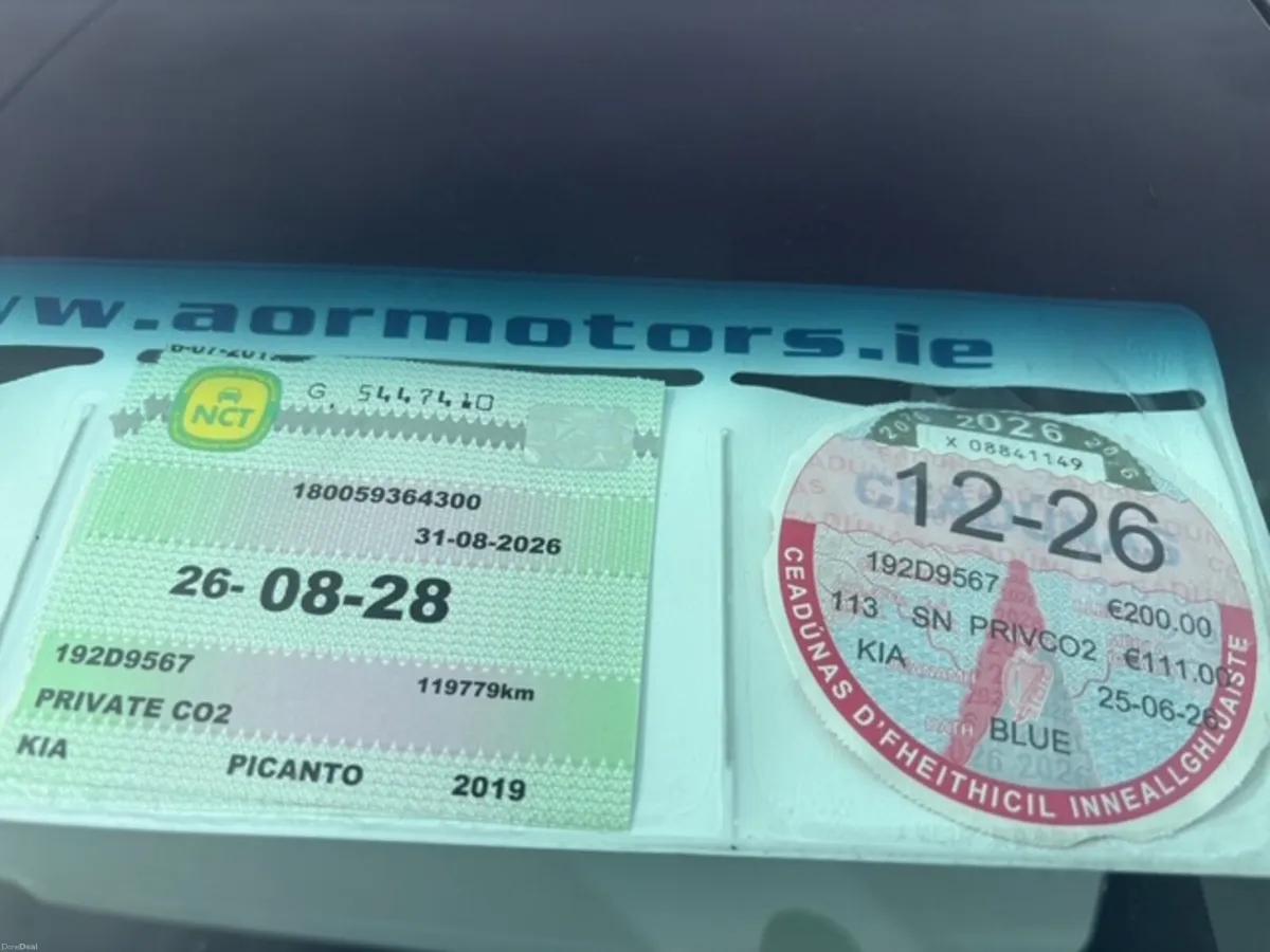 Kia Picanto 2019 NCT 2028 - Image 2