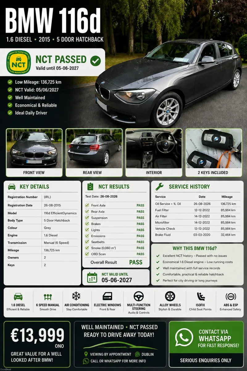 BMW 1-Series 2015 Fresh NCT - Image 2