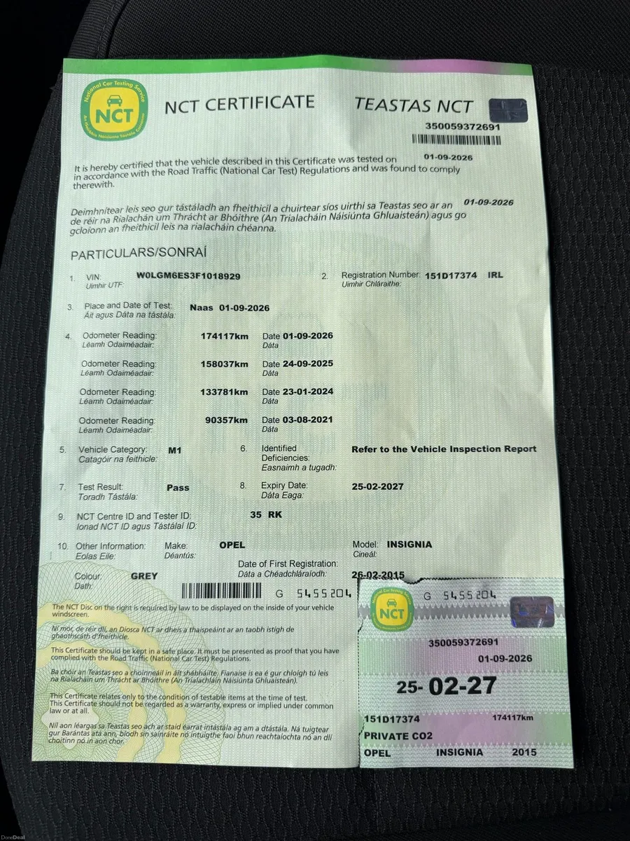 2015 Opel Insignia 2.0 Diesel New NCT 3/27 Low KM! - Image 3