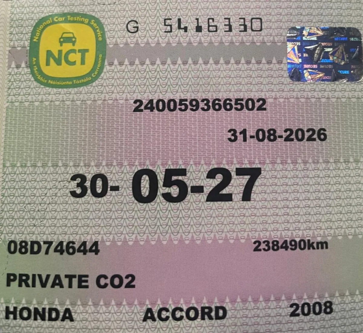 08Accord 4Dr ,2.2L iCDTi, EX(N22A)  NCT'd June2027 - Image 2