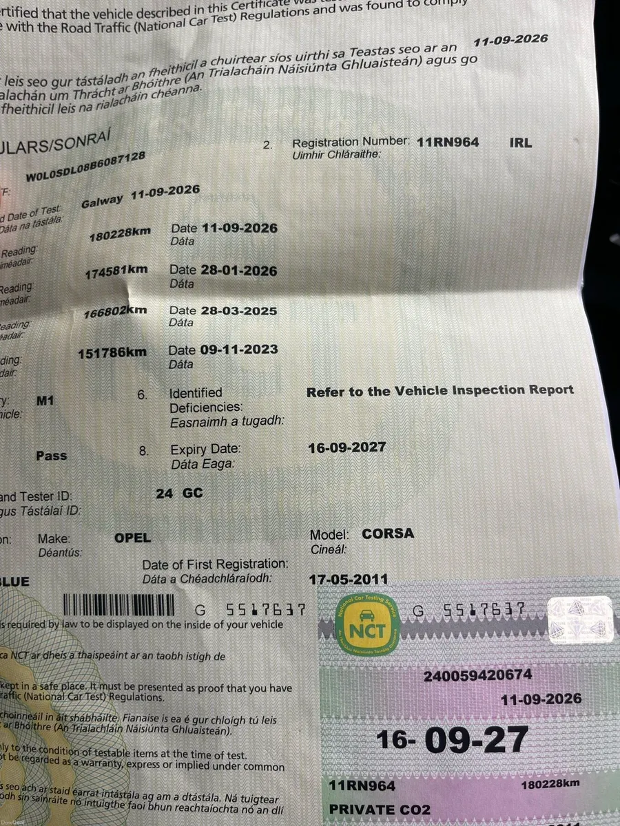 Corsa 180kms New nct 09/27 & Serviced - Image 2