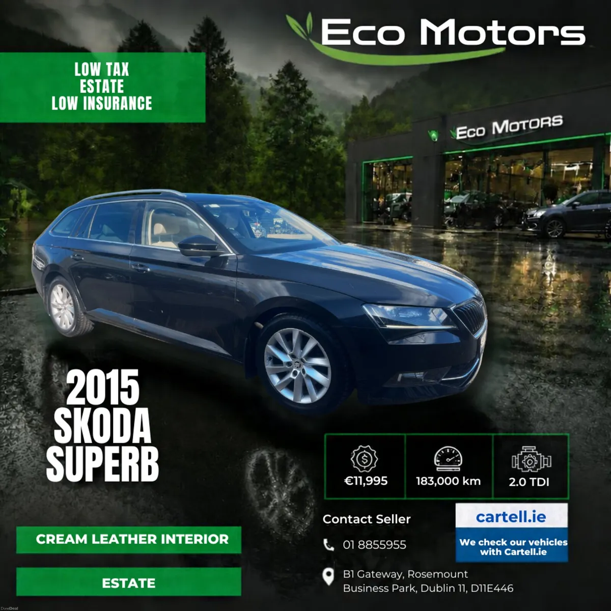 SKODA SUPERB, 2015, 2.0 TDI, ESTATE, NEW NCT 10/27 - Image 1