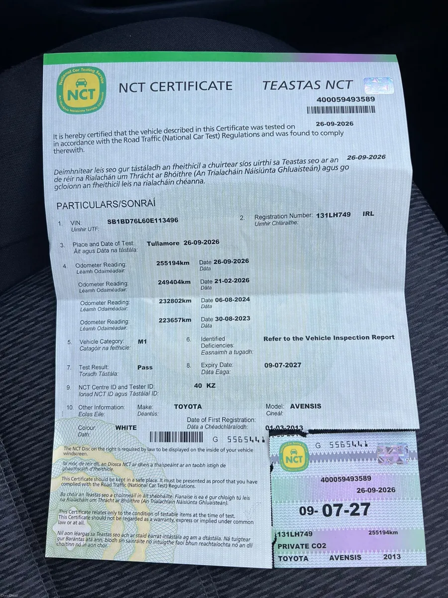 Toyota Avensis 2013 2.0 D4D new nct 7/27 tax 11/26 - Image 2