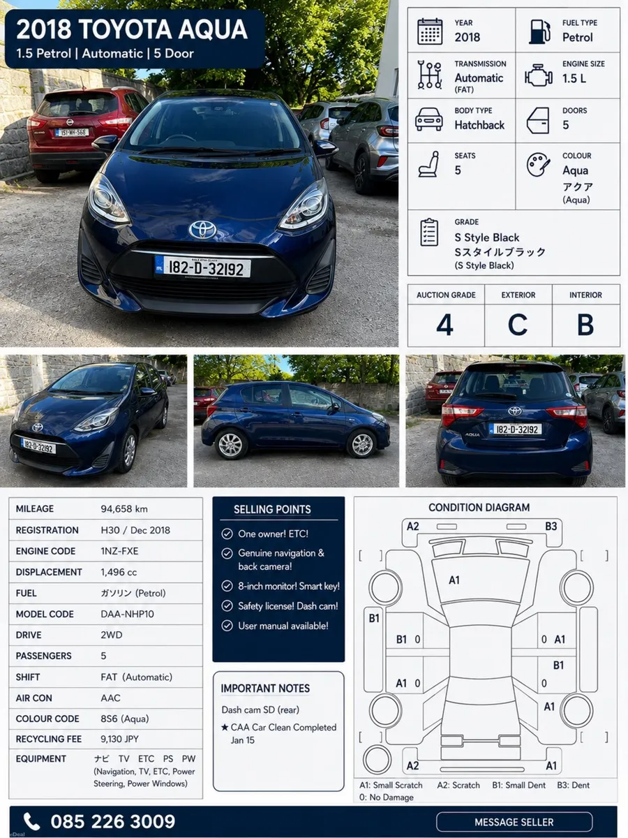 2018 Toyota Aqua Hybrid S Style Black - Image 1