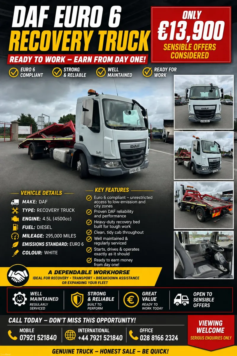 2016 DAF LF Euro 6 Recovery Truck - Image 2