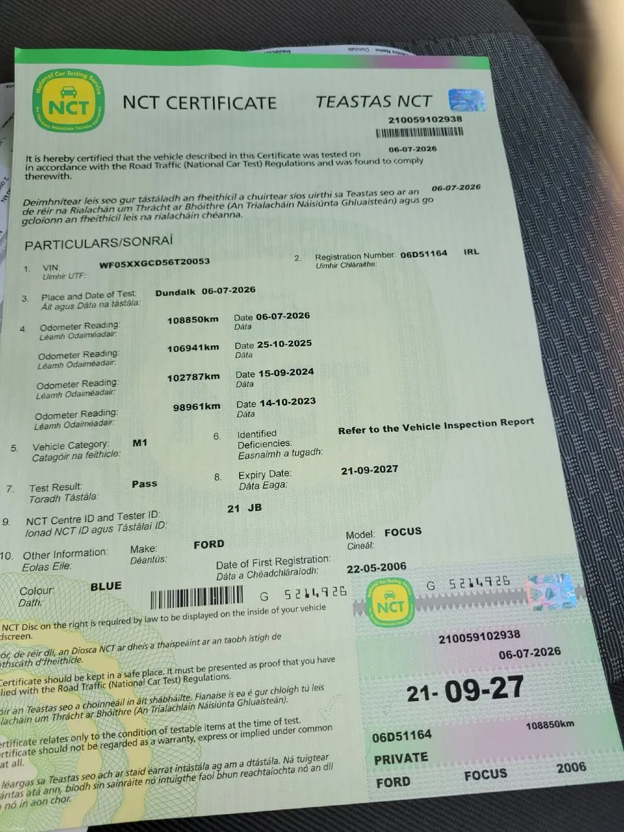 Ford Focus 67k New Nct 9-27 Tax 9-26 - Image 2