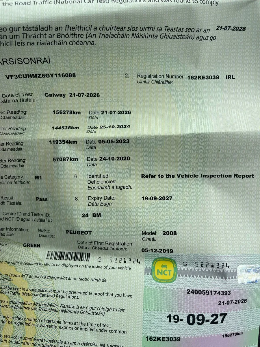 162 Peogeot Allure Auto 155 kms Petrol nct 09/27 - Image 2