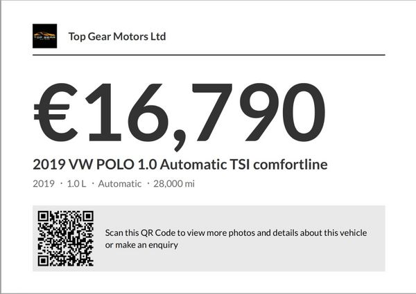 2019 VW POLO 1.0  Automatic TSI comfortline 377573128