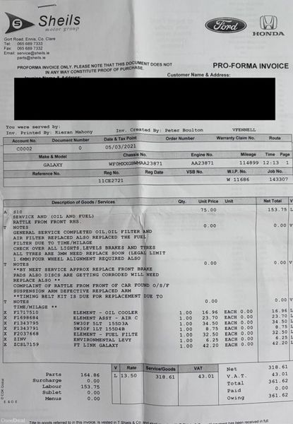 2011 Ford Galaxy 2.0TDI 7 Seat TITANIUM Nct 05/26 380493544