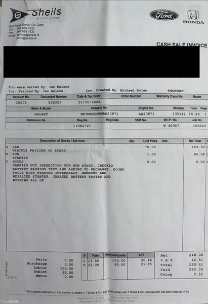 2011 Ford Galaxy 2.0TDI 7 Seat TITANIUM Nct 05/26 380723060