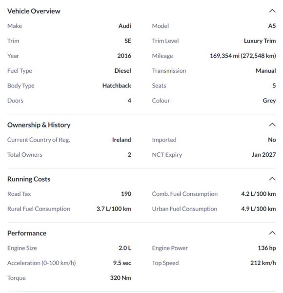 Audi A5 2.0 TDI 136BHP Ultra SE, Nct and Tax 381706002