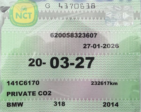 2014 BMW 3 Series 318D 2.0 Nct 03/27 Tax 05/26 382010532