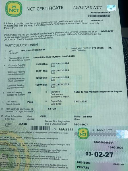 OPEL ASTRA CONVERTIBLE 2007 ( NCT 02/27) 382694744