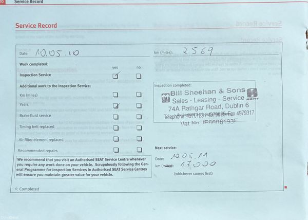 2009 SEAT Ibiza 1.2 Costa Nct 10/26 384379422